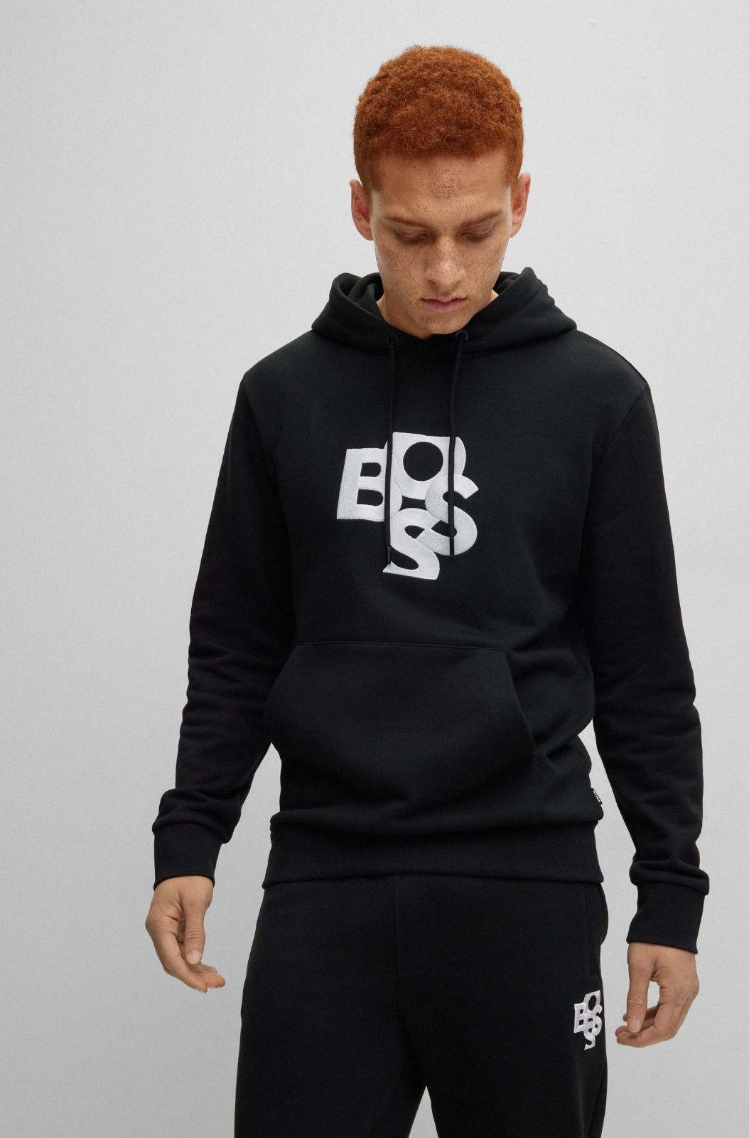 Men's French-terry Hoodie With Shaken Logos - FASHION MYST 