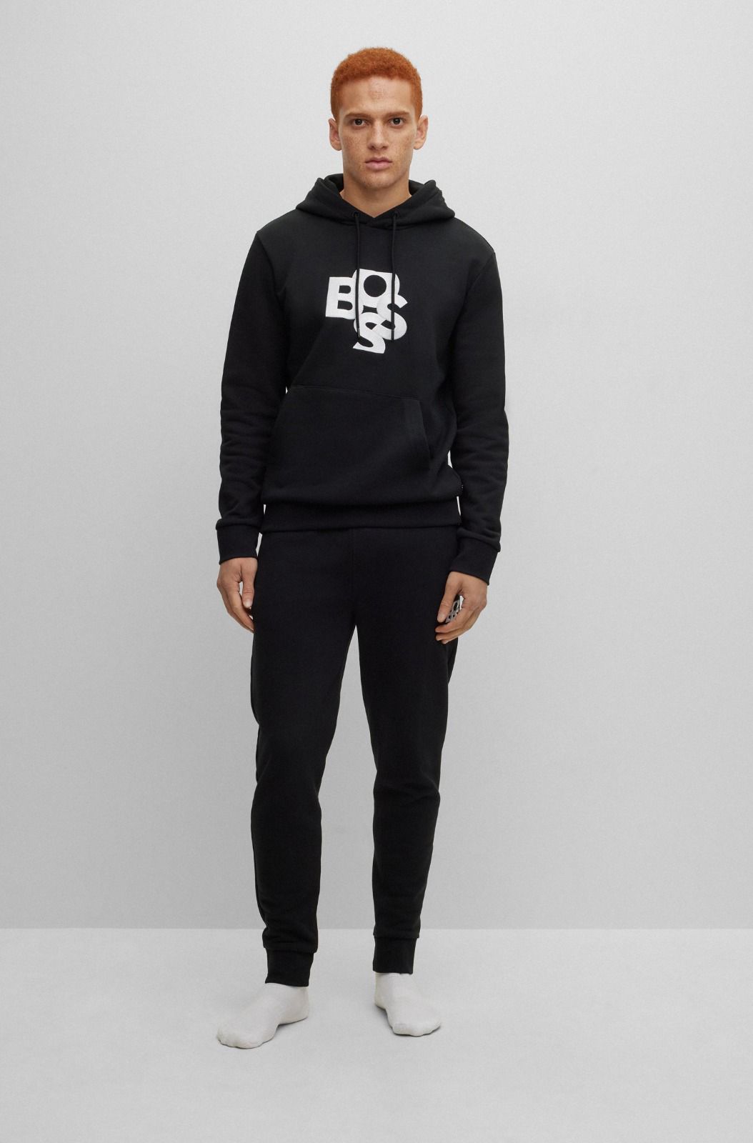 Men's French-terry Hoodie With Shaken Logos - FASHION MYST 