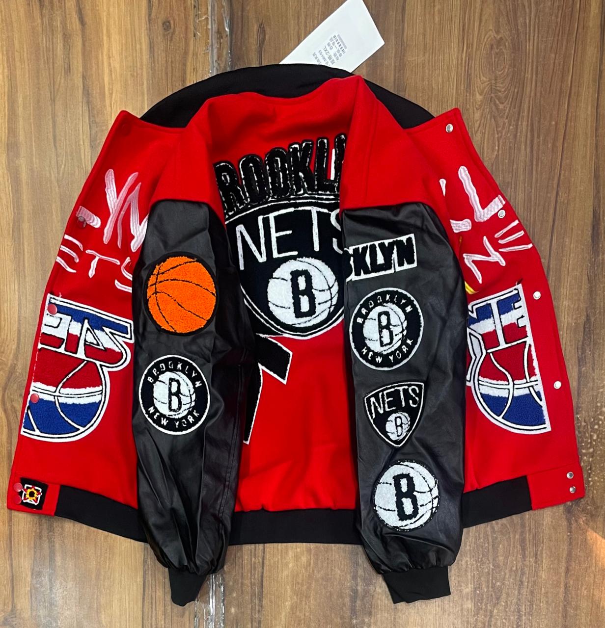 NBA Collage Wool Bomber Jacket - FASHION MYST 