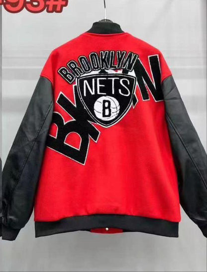 NBA Collage Wool Bomber Jacket - FASHION MYST 