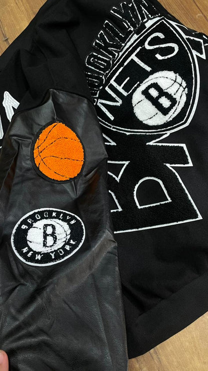 NBA Collage Wool Bomber Jacket - FASHION MYST 