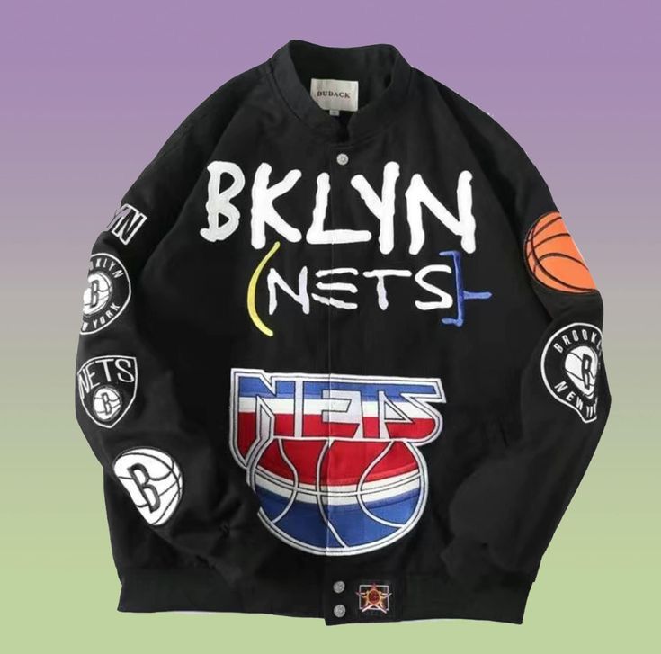 NBA Collage Wool Bomber Jacket - FASHION MYST 