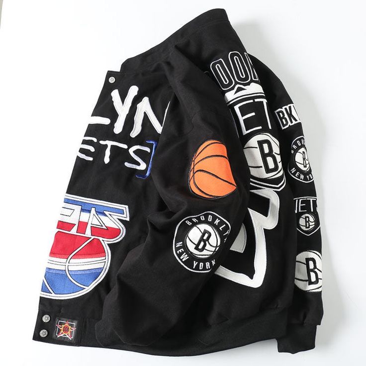 NBA Collage Wool Bomber Jacket - FASHION MYST 