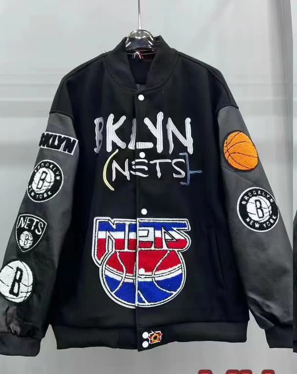 NBA Collage Wool Bomber Jacket - FASHION MYST 