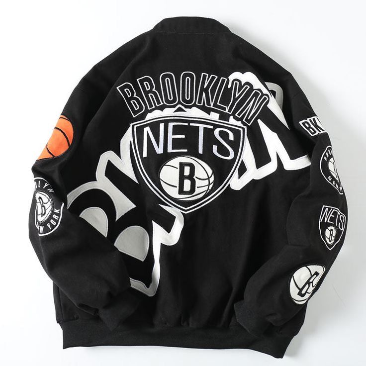 NBA Collage Wool Bomber Jacket - FASHION MYST 