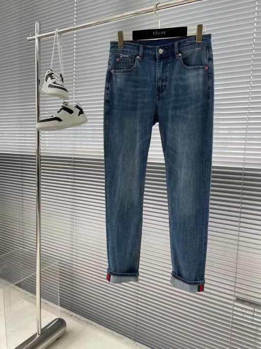 GUCCI || Stretch Jeans In Denim With GG Logo - FASHION MYST 