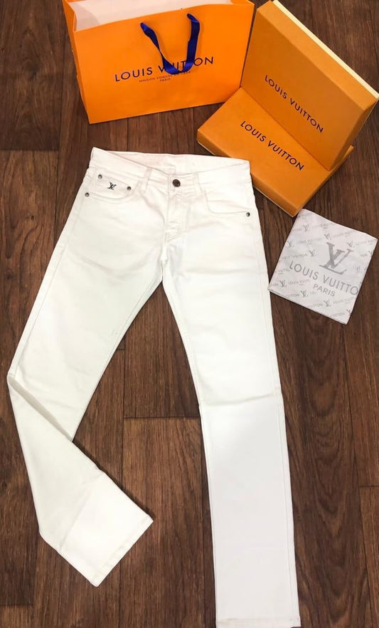 LOUIS VUITTON || Imported Fully Stretchable White Denim - FASHION MYST 