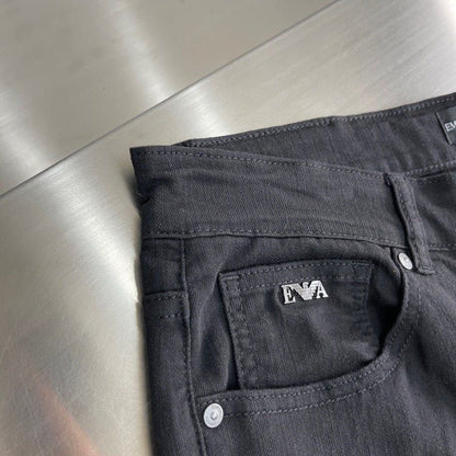 Patched Initial Stretchable Denim - FASHION MYST 