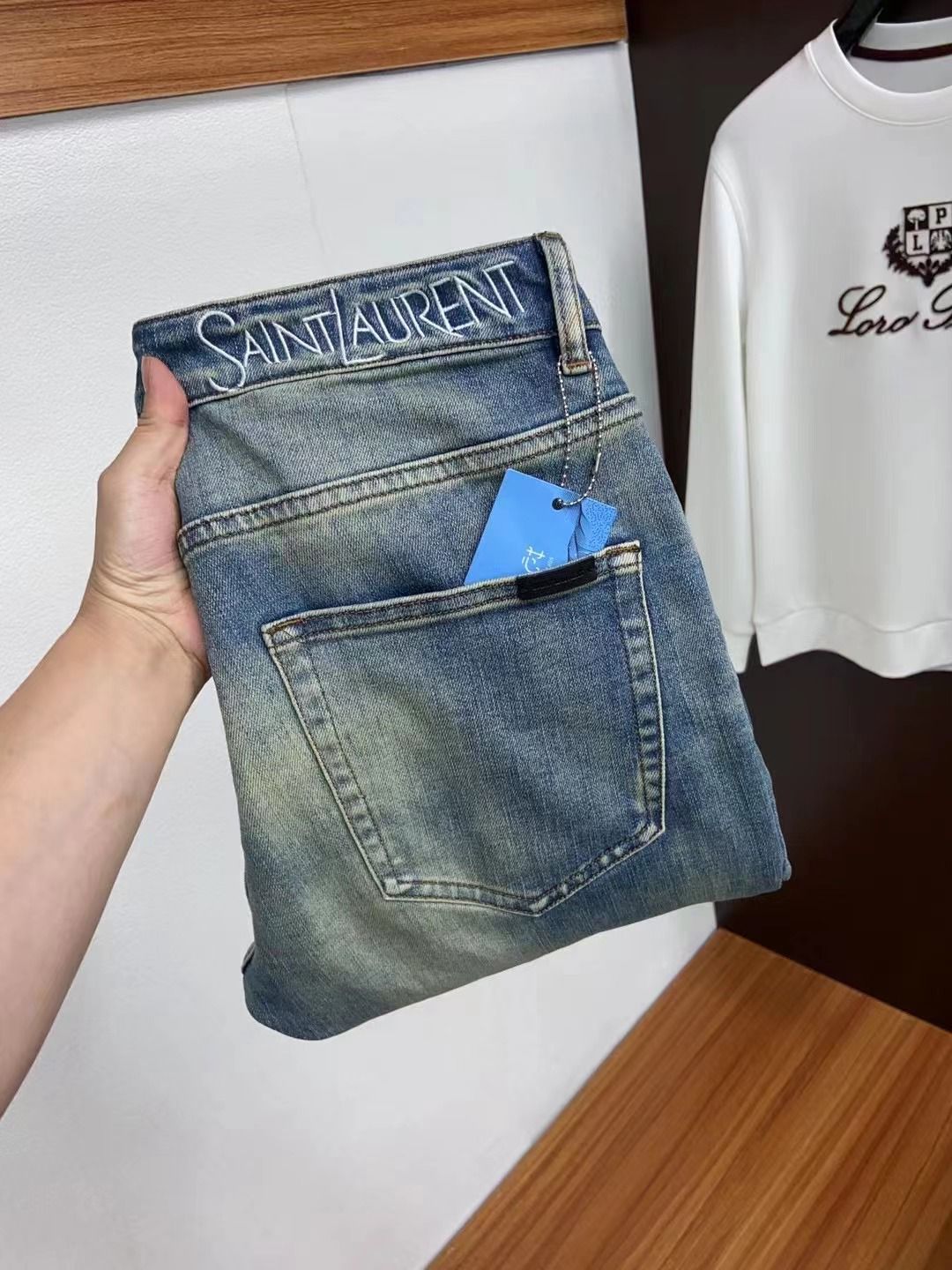 SAINT LAURENT|| Mid-Rise Straight Jeans Men Blue - FASHION MYST 