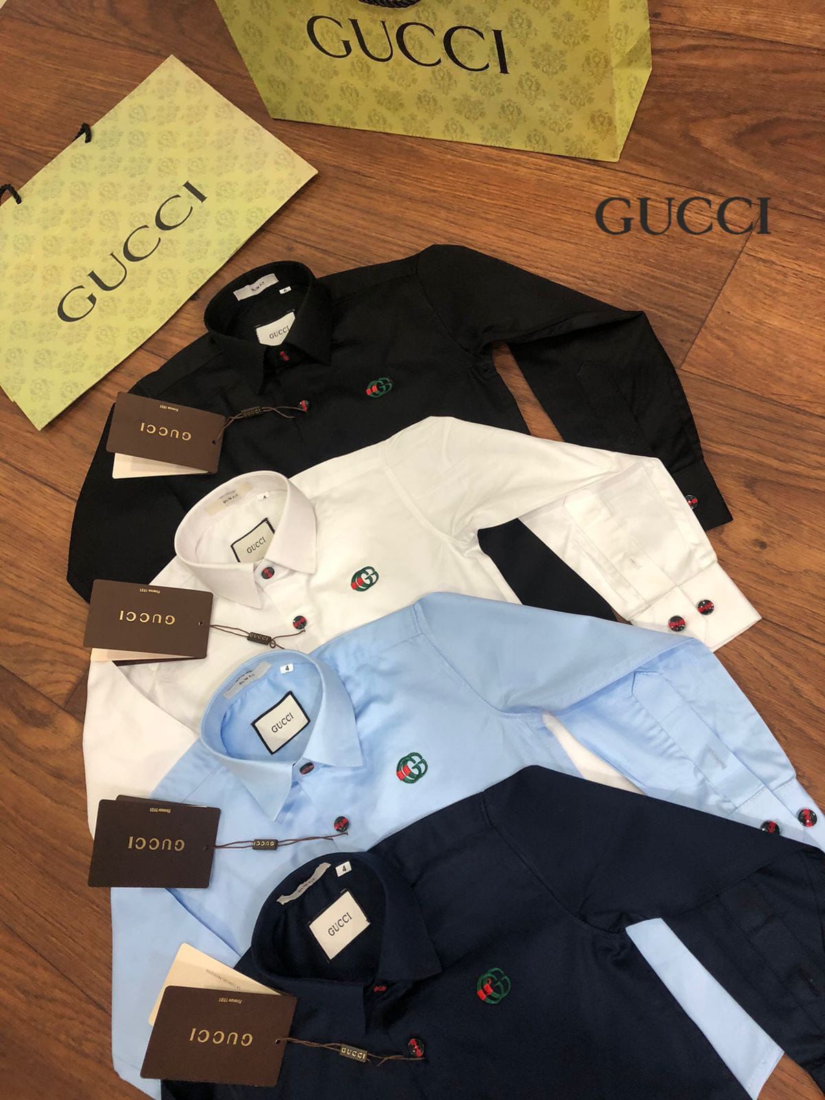 GUCCI || Premium Quality Embossed Logo Kid's Shirt - FASHION MYST 