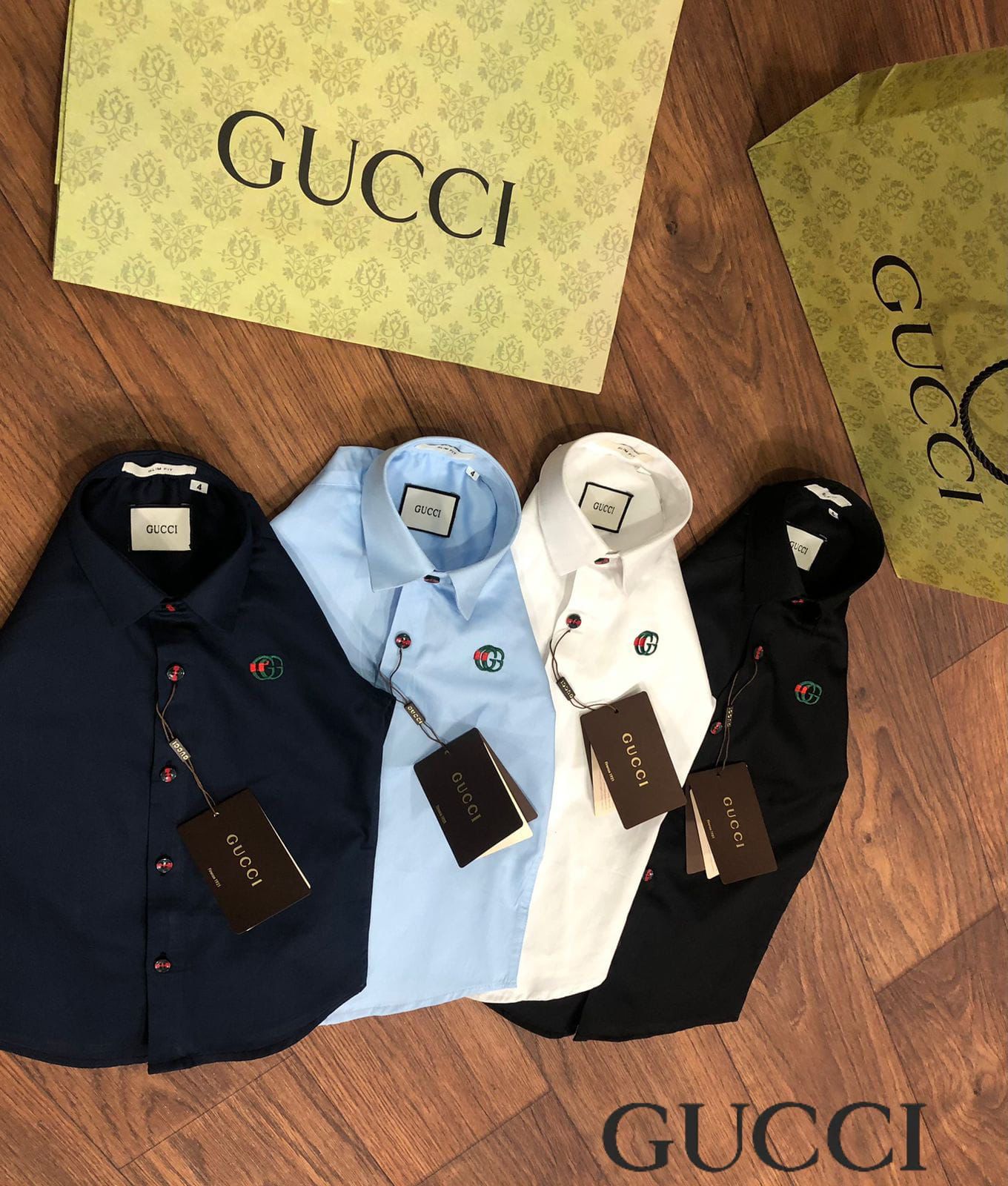 GUCCI || Premium Quality Embossed Logo Kid's Shirt - FASHION MYST 