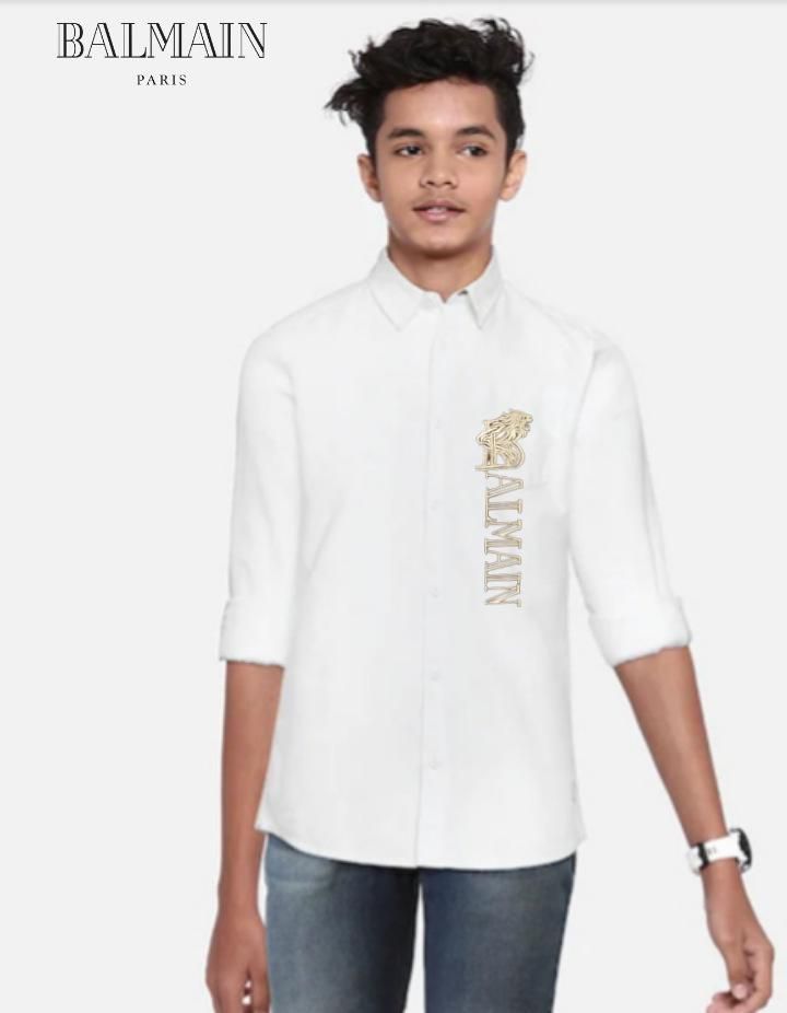 Balmain || Kid's Shirt With Dragons Embroidery Logo - FASHION MYST 