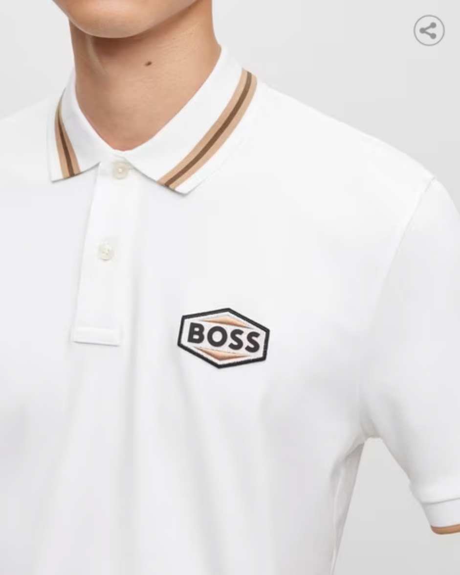 HUGO BOSS || BOSS LOGO BADGE MERCERISED COTTON POLO KID'S T-SHIRT - FASHION MYST 