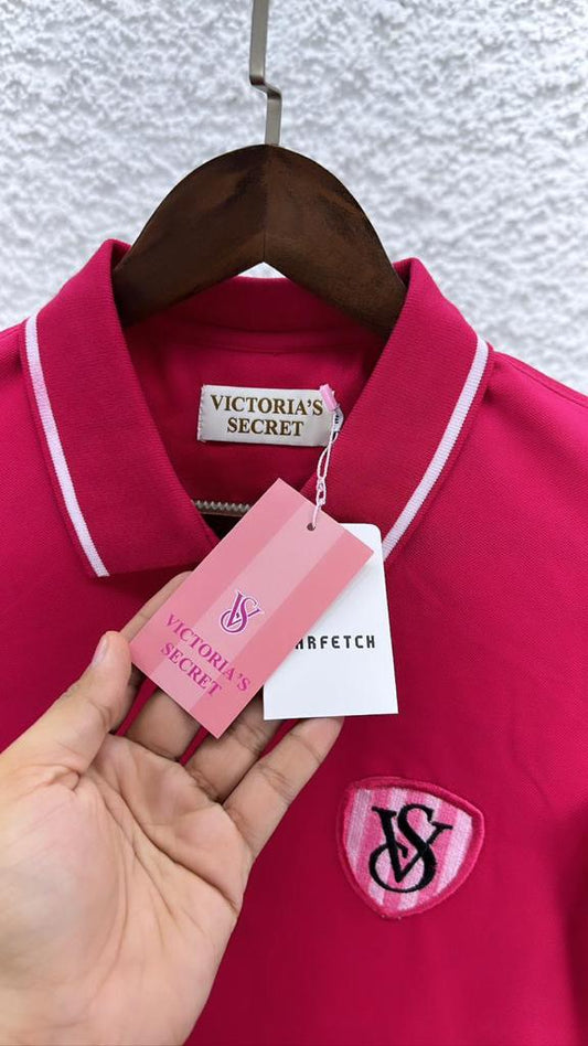 VICTORIA'S SECRET || Women Black Solid VS Emblem Polo Dress - FASHION MYST 