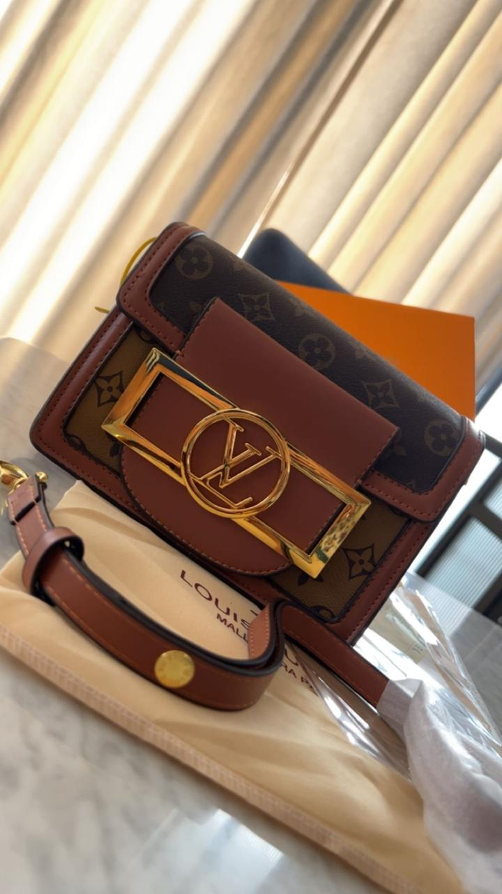 LOUIS VUITTON || DAUPHINE BOLD LOGO COFFEE BROWN SHOULDER BAG (WITH BOX) - FASHION MYST 