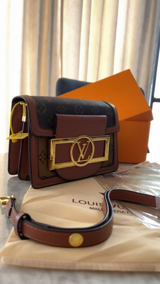 LOUIS VUITTON || DAUPHINE BOLD LOGO COFFEE BROWN SHOULDER BAG (WITH BOX) - FASHION MYST 