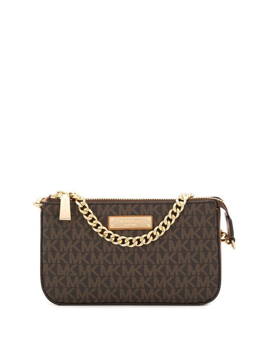 MICHAEL KORS || Brown/Vanilla Jet Set Medium Pouch - FASHION MYST 