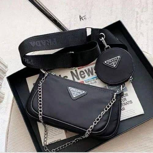 Re-Nylon black shoulder bag For Ladies - FASHION MYST 