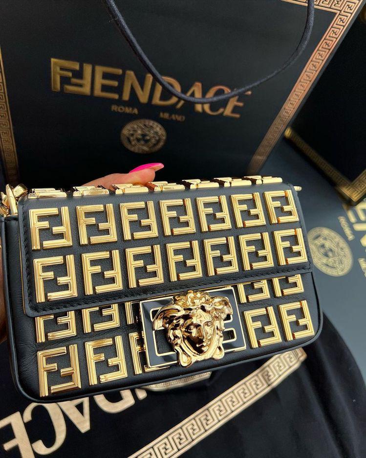 FENDI X VERSACE FENDANCE BROOCH METAL EMBOSSED PREMIUM SLING BAG (WITH BOX) - FASHION MYST 