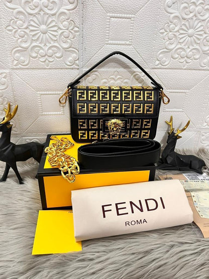 FENDI X VERSACE FENDANCE BROOCH METAL EMBOSSED PREMIUM SLING BAG (WITH BOX) - FASHION MYST 