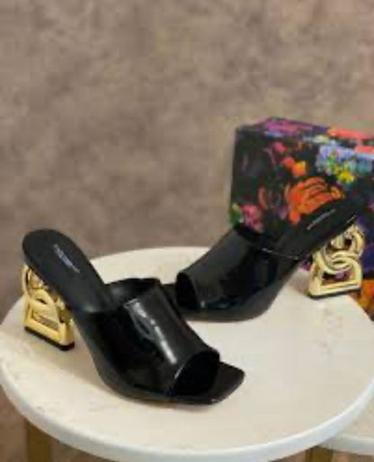 Patent leather mules with 3.5 heel - FASHION MYST 