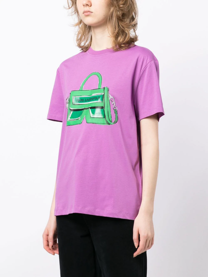 KARL LAGERFELD || Logo-Print Organic Cotton Ladies T-Shirt - FASHION MYST 