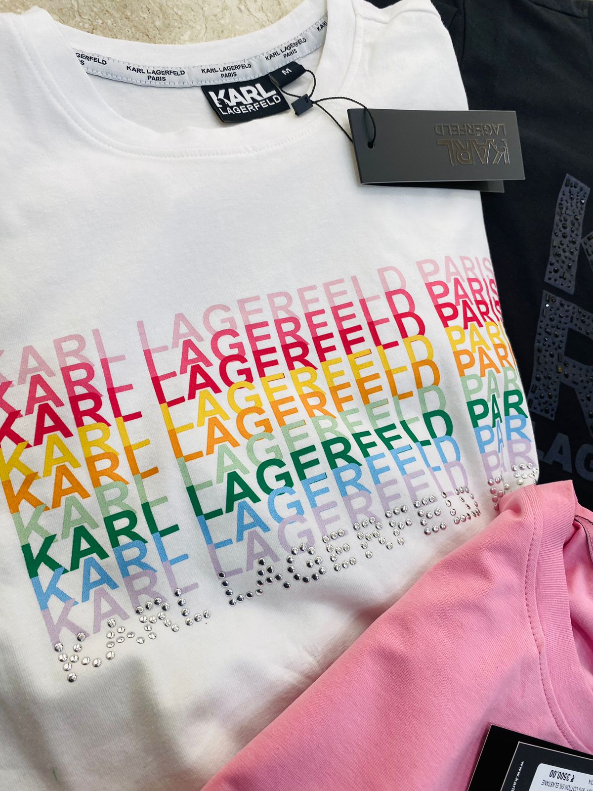 KARL LAGERFELD || Rhinestone Karl Signature T-Shirt For Women - FASHION MYST 