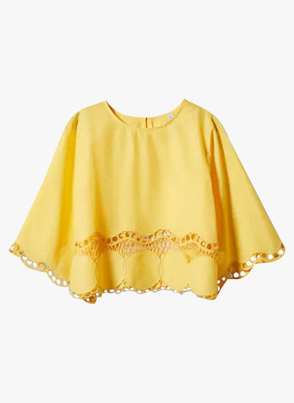 ORIGINAL MANGO - Embroidered Oversized Blouse Top - FASHION MYST 