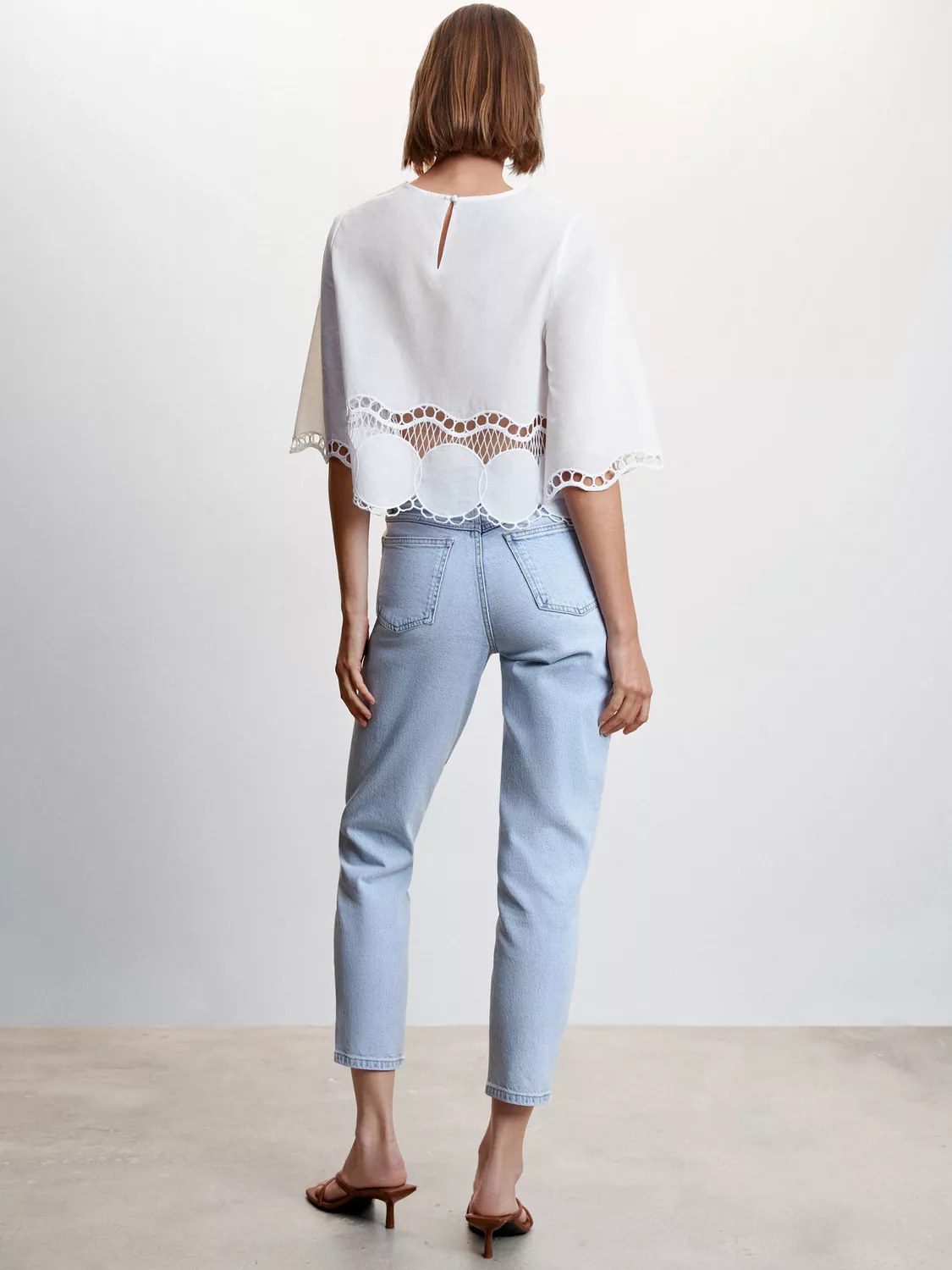 ORIGINAL MANGO - Embroidered Oversized Blouse Top - FASHION MYST 