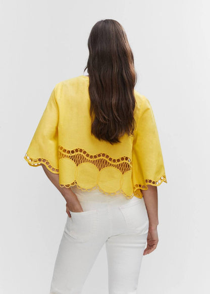 ORIGINAL MANGO - Embroidered Oversized Blouse Top - FASHION MYST 