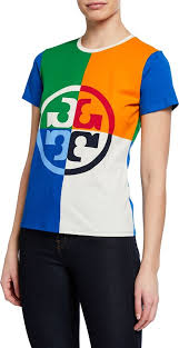 TORY BURCH || Colour-block Logo Tees For Women - FASHION MYST 