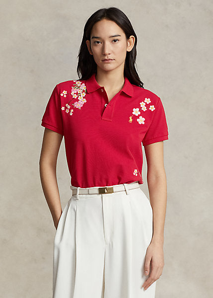 POLO RALPH LAUREN || Blossom-embroidery Short-sleeved Polo Shirt - FASHION MYST 