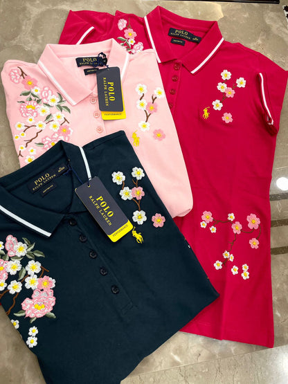 POLO RALPH LAUREN || Blossom-embroidery Short-sleeved Polo Shirt - FASHION MYST 