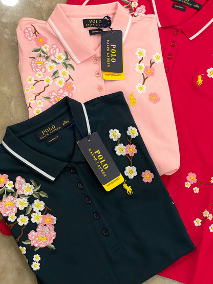 POLO RALPH LAUREN || Blossom-embroidery Short-sleeved Polo Shirt - FASHION MYST 