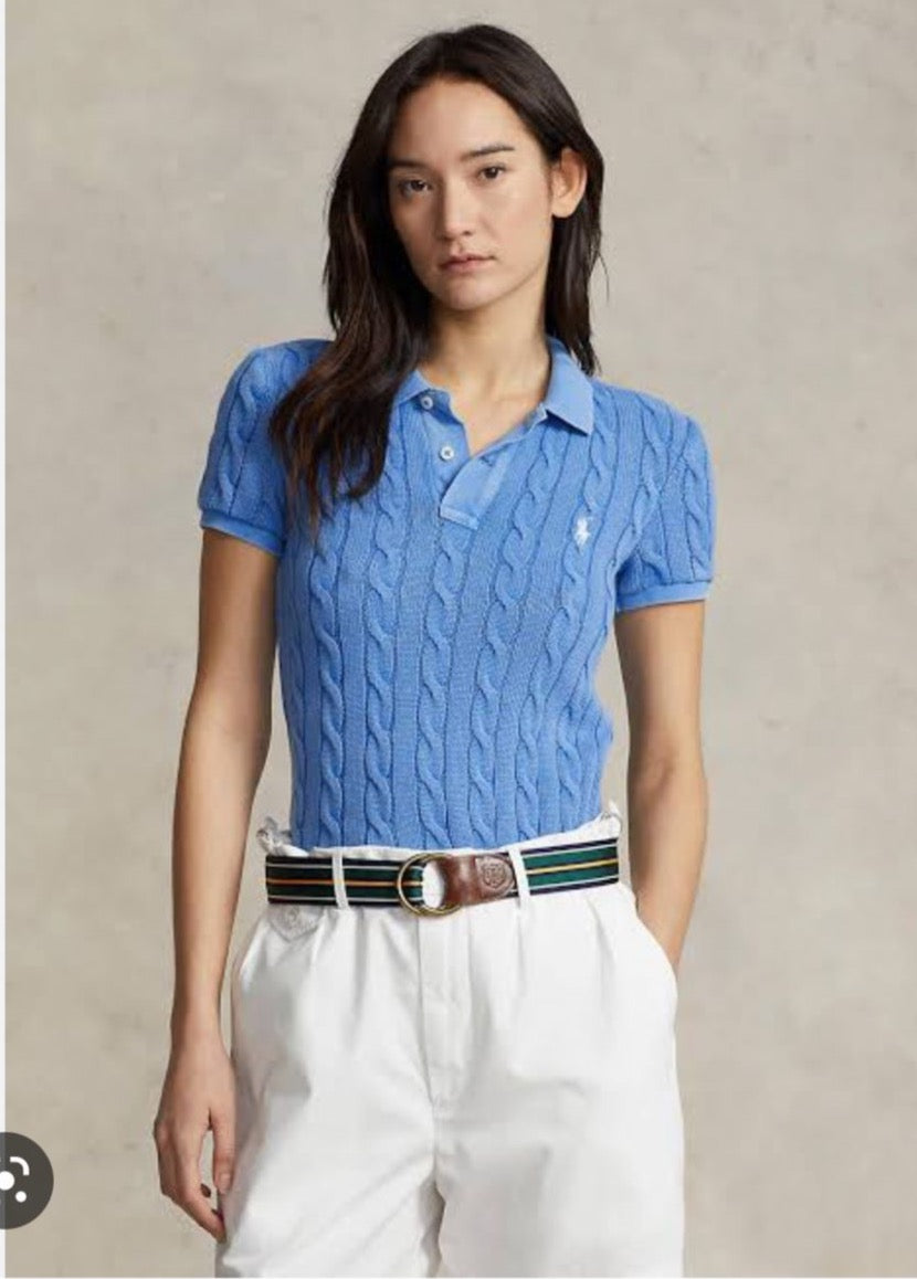 POLO RALPH LAUREN || Cable-Knit Polo T-Shirt – FASHION MYST