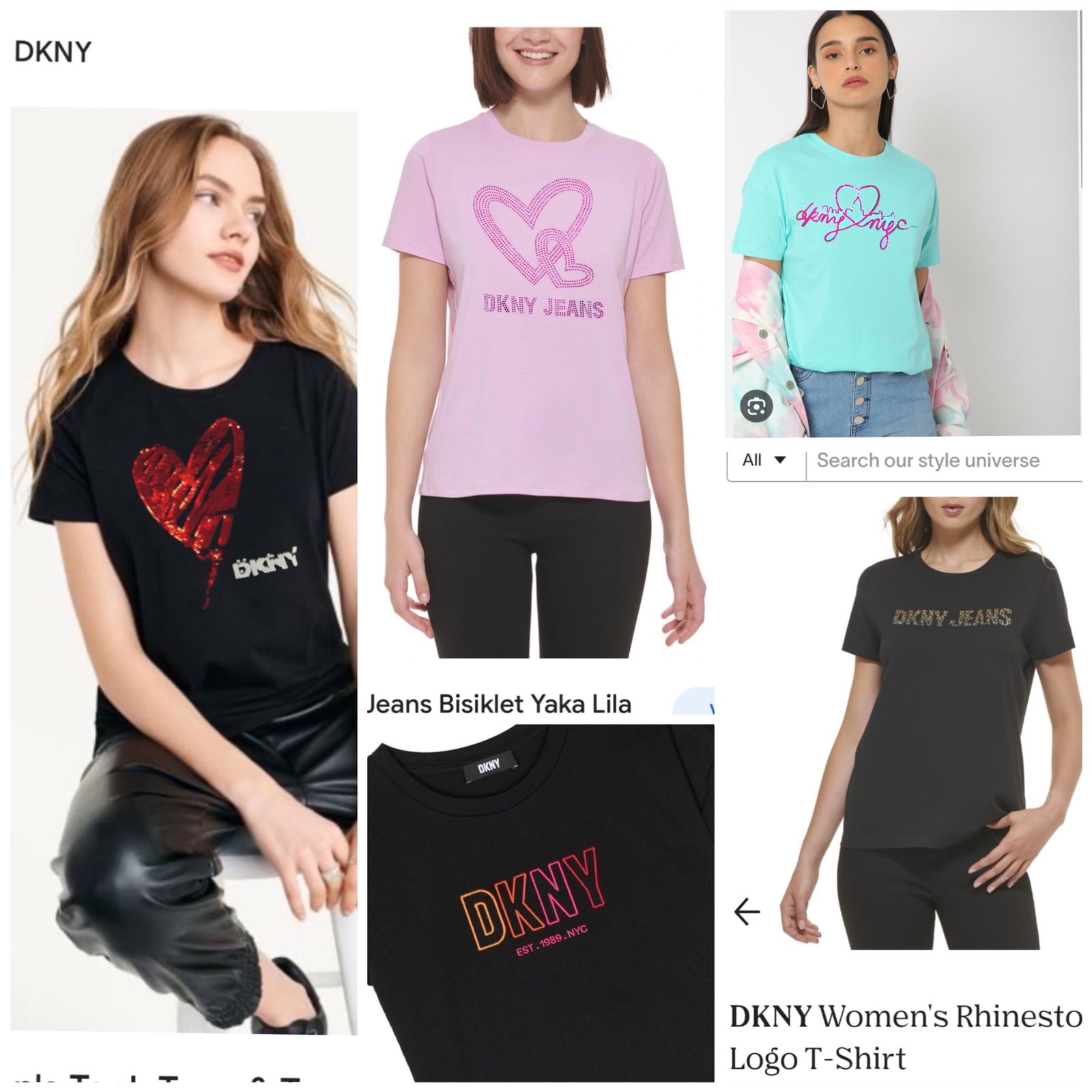 DKNY || Women's Sequin Love Heart T-Shirt - FASHION MYST 