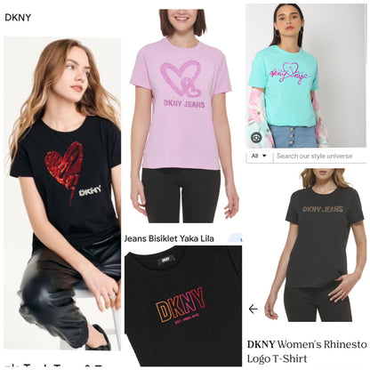 DKNY || Women's Sequin Love Heart T-Shirt - FASHION MYST 