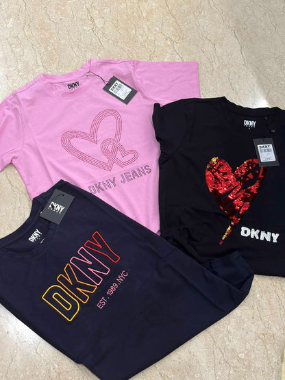 DKNY || Women's Sequin Love Heart T-Shirt - FASHION MYST 