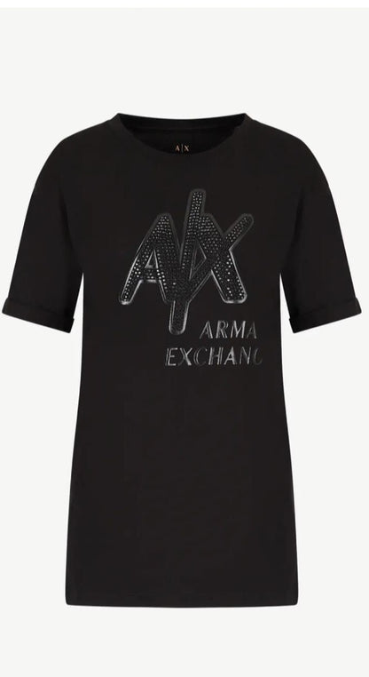 ARM*NI EXCH*NGE || Regular Fit Jersey Cotton Logo Tees For Women - FASHION MYST 