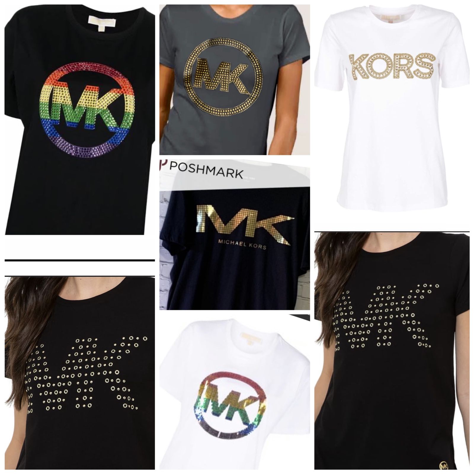 MICHAEL KORS || Swarovski Logo Printed Tees For Women - FASHION MYST 