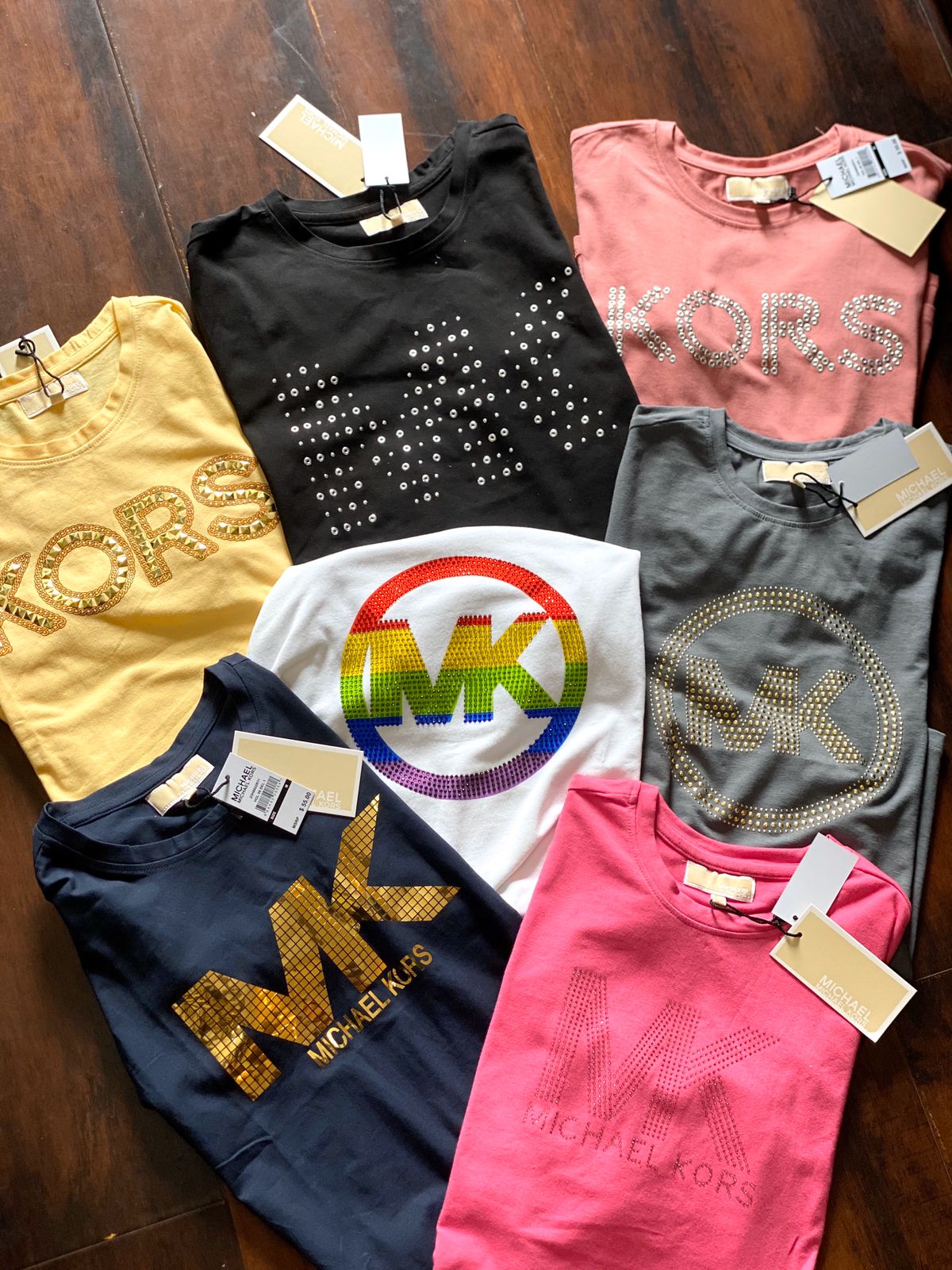 MICHAEL KORS || Swarovski Logo Printed Tees For Women - FASHION MYST 