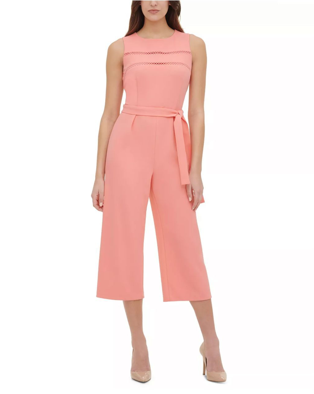 Tommy Hilfiger || Circle Trim Pink Crepe Jumpsuit - FASHION MYST 