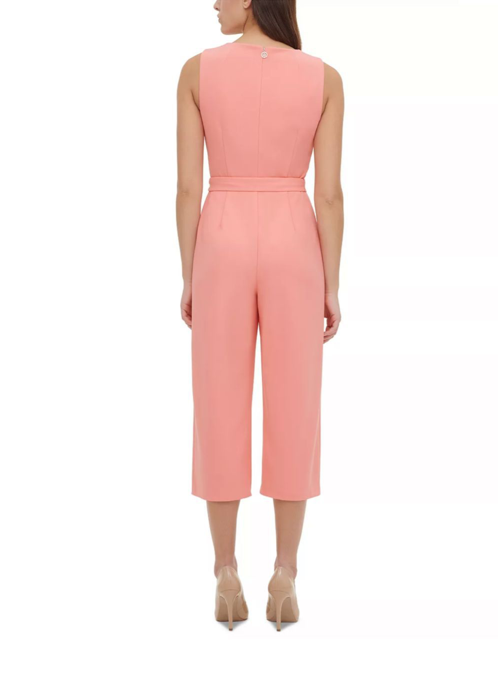 Tommy Hilfiger || Circle Trim Pink Crepe Jumpsuit - FASHION MYST 