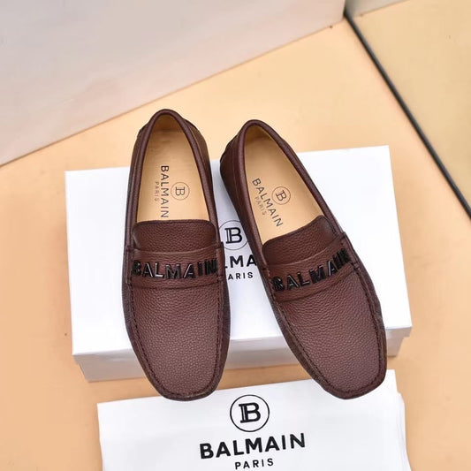 FASHION MYST LOAFER BALMAIN || Logo-Plaque Calf Leather Brown Loafers