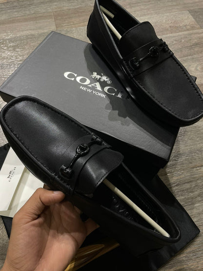 COACH || MEN'S CASUAL CALF LEATHER LOAFER BLACK - FASHION MYST 