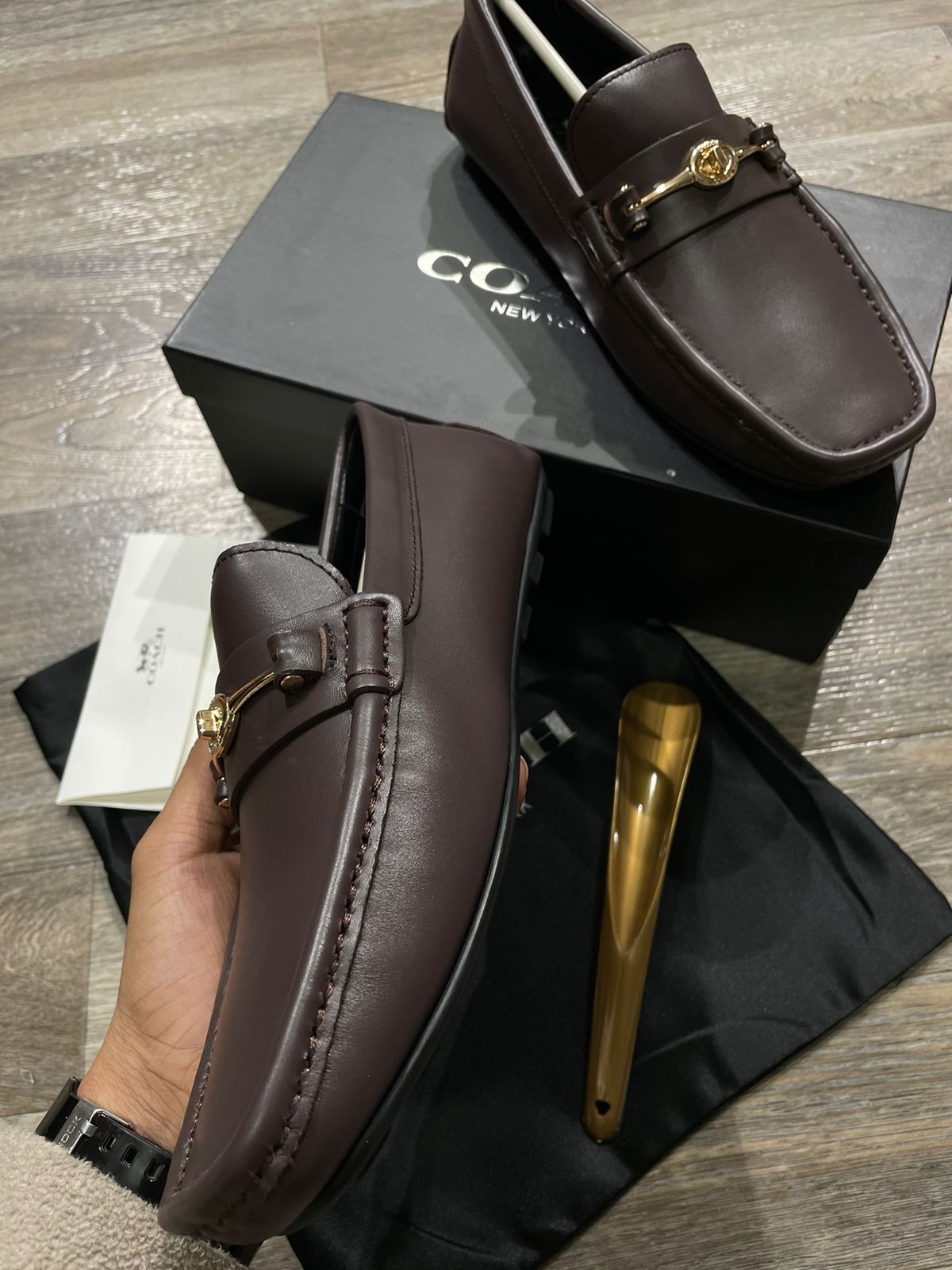 COACH || MEN'S CASUAL CALF LEATHER LOAFER BROWN - FASHION MYST 