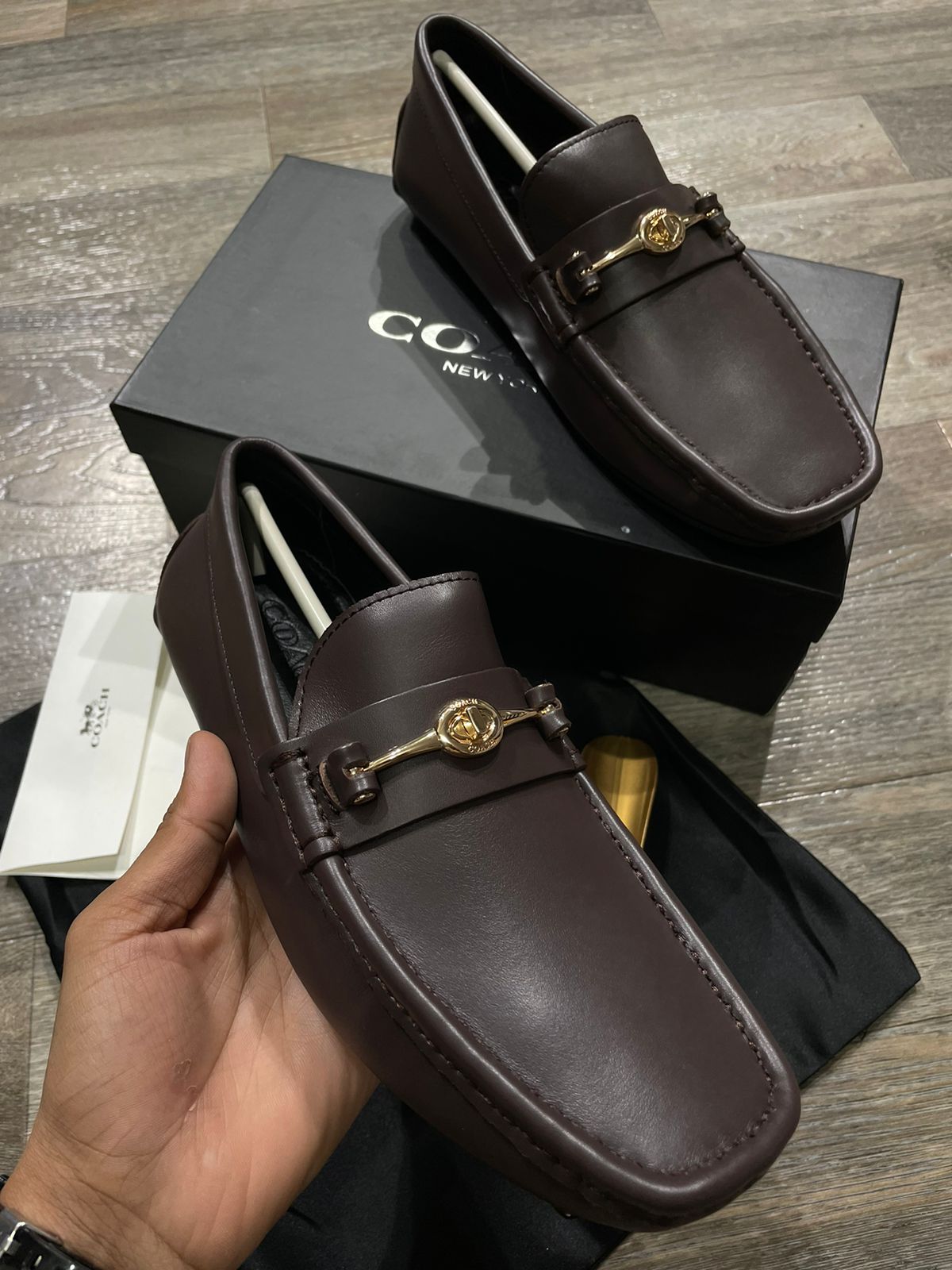 COACH || MEN'S CASUAL CALF LEATHER LOAFER BROWN - FASHION MYST 