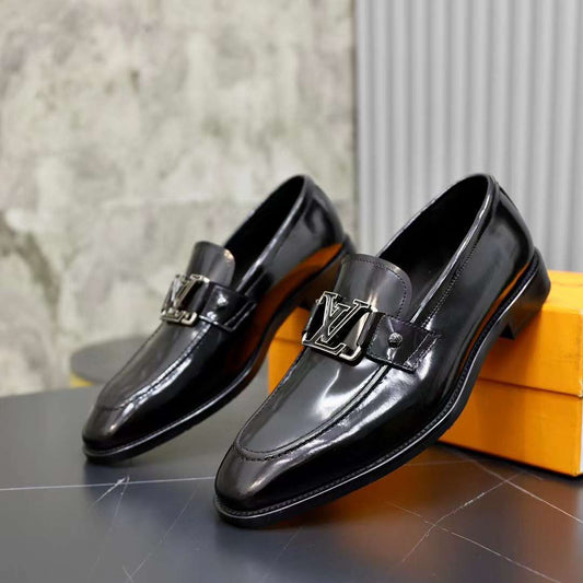 LOUIS VUITTON || PATENT LV BLACK CALF LEATHER FORMALS SHOES - FASHION MYST 