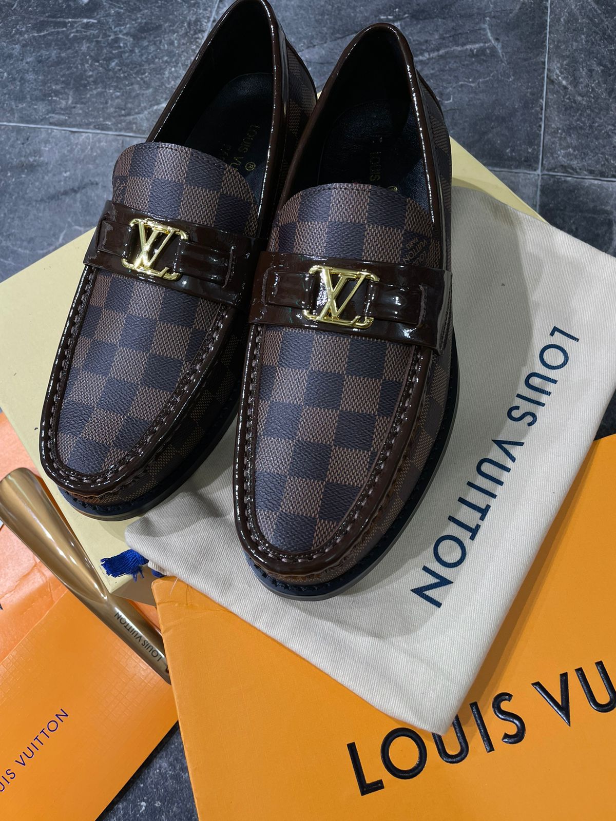LOUIS VUITTON || LOAFERS BOOTS CALF LEATHER MONOGRAM LV FOR MEN /BROWN - FASHION MYST 
