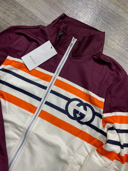 GUCCI || Luxury Strpped Designer Maroon Tracksuits - FASHION MYST 